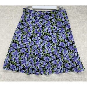 Covington Skirt Women Large Petite Purple Floral Chiffon A-Line Knee Length Boho